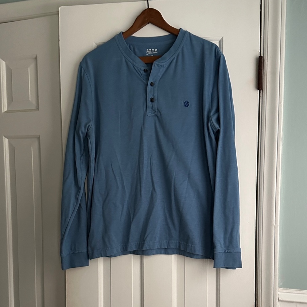 Izod Men's Long Sleeve Blue Henley